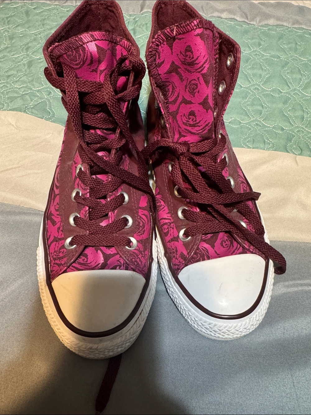 Converse High-Top Sneakers - Maroon & White - Picture 8 of 9